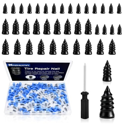 NACHLYNN 40 Pcs Tire Repair Rubber Nail Kit Tire Repair Nails with 2 Sizes and Screwdriver for Car Motorcycle Truck