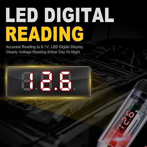 WINAMOO Automotive Test Light 5-90V Digital LED Circuit Tester with Voltage Display, Auto Bidirectional Light Tester, Electrical Voltage Tester with Extended Spring Wire & Probe for Car/RV/Vehicles