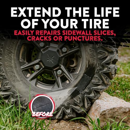 GlueTread External Patch Kit - for Tubeless Tires - No Need to Remove Tire - Kit Includes Enough Material to Patch 4 Tires - ATV Sidewall Repair Kit