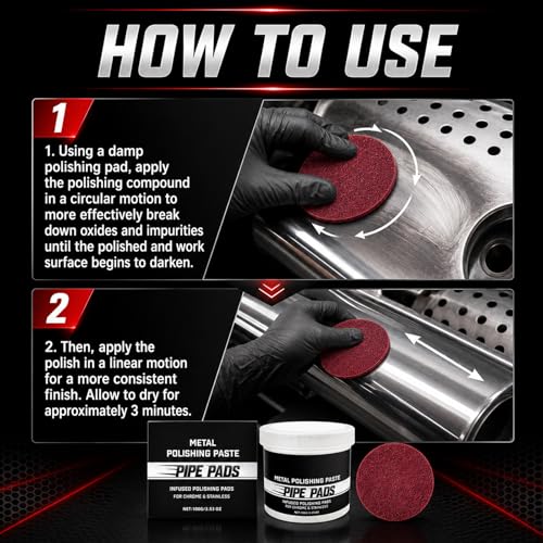 2Pcs Metal Polishing Paste, Pipe Infused Polishing Pads, Metal polish Care Kit Protectant Scratch Remover, Chrome Stainless Steel Aluminum Cars
