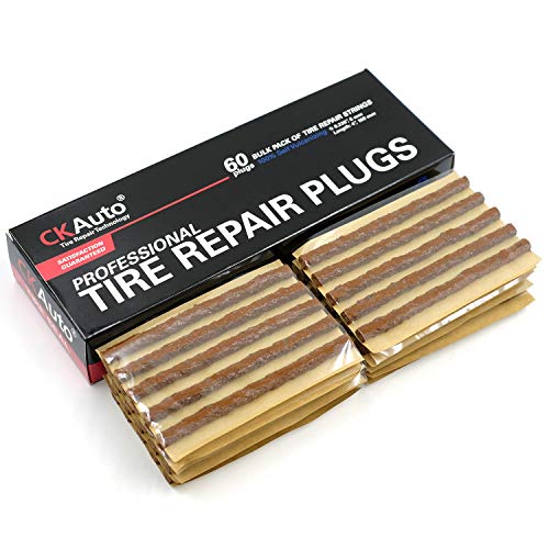CKAuto 60pcs 4" Brown Tire Repair Strings, Automotive Tool Tire Repair Plugs for Tubeless Off-Road Tires Car, Bike, ATV, UTV, Wheelbarrow, Mower - color: Brown, size: 4" x φ0.236" 60pcs