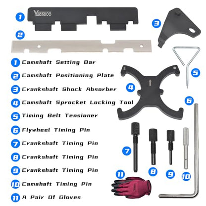 Engine Camshaft Belt Timing Locking Tool Kit Compatible with Ford Fusion Escape Focus Fiesta Mazda 1.25 1.4 1.6 1.7 1.8 2.0 2.3L 2.5L Ecoboost 1.5L 1.6L, 2.0 TDCi 303-1097 303-748 303-1550 303-1552 - size: 10PCS