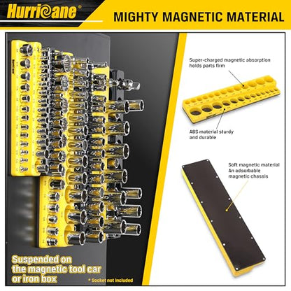 HURRICANE Magnetic Socket Organizer Set, 6 Piece Socket Holder Set Includes 1/4", 3/8", 1/2" Drive Metric SAE Socket Trays - size: 6 Piece