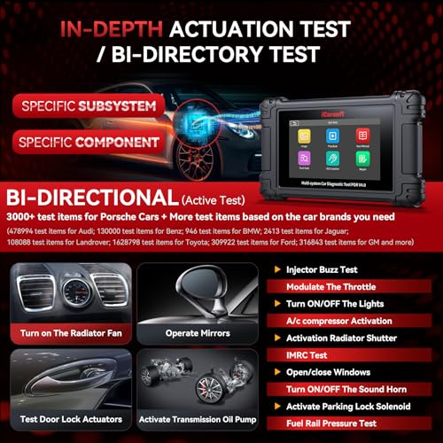 iCarsoft POR V4.0 Bidirectional Diagnostic Tool for Porsche, All System Full Active Tests 27 Services OBD2 Scanner for Porsche, Code Reader, Auto VIN