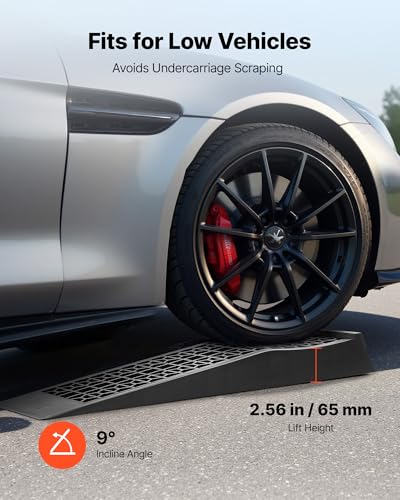 VEVOR Car Ramps, 2 PCS 20000 lbs GVW Capacity, 2.56 in Lift Height, Portable Low Profile Car Service Ramps for Home Garage Maintenance & Oil Changes, Heavy Duty for Low Chassis Vehicle & Support Jack - size: 2.6*27.5inch
