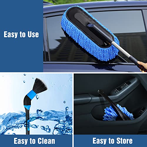 YeewayVeh Car Duster Kit, 3 Pack Car Detailing Brush Set with Extendable Microfiber Dust Brush & Scratch Free Car Dash Duster & Soft Car Interior Brush for Vehicles Motorcycle and Home Cleaning Tools | Extendable Microfiber & Scratch-Free Dash Duster for