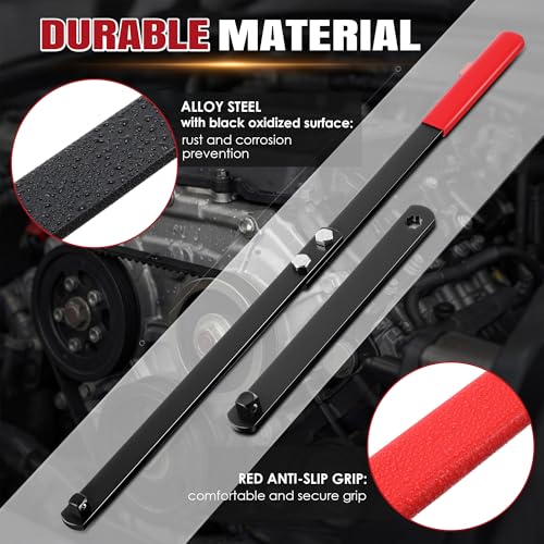 Meonum Universal Serpentine Belt Tool Kit, Includes 3/8" & 1/2" Drive Belt Adjust Tightener Wrench Set, 4 Shallow Sockets, 3 Crowfoot, Tensioner Wrench & Removal Tool Auto Repair, Maintenance (Red) - color: Red