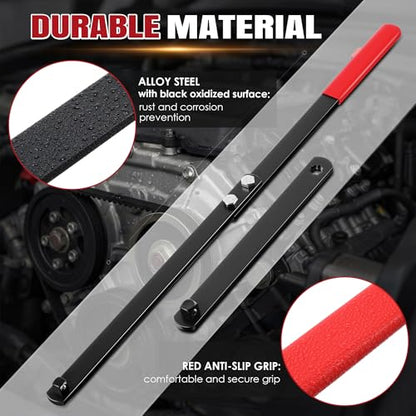 Meonum Universal Serpentine Belt Tool Kit, Includes 3/8" & 1/2" Drive Belt Adjust Tightener Wrench Set, 4 Shallow Sockets, 3 Crowfoot, Tensioner Wrench & Removal Tool Auto Repair, Maintenance (Red) - color: Red