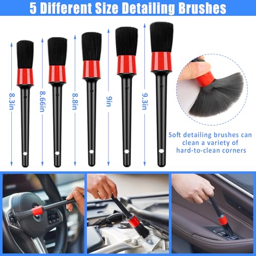 23Pcs Car Detailing Kit Wash Cleaning Kits with Pump Foam Sprayer Wash Brush Large Wash Mitt Towels Complete Interior Exterior Car Detailing Supply Set Blue - size: 23Pcs