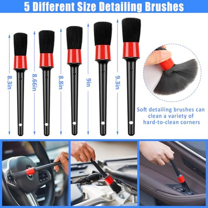 23Pcs Car Detailing Kit Wash Cleaning Kits with Pump Foam Sprayer Wash Brush Large Wash Mitt Towels Complete Interior Exterior Car Detailing Supply Set Blue - size: 23Pcs