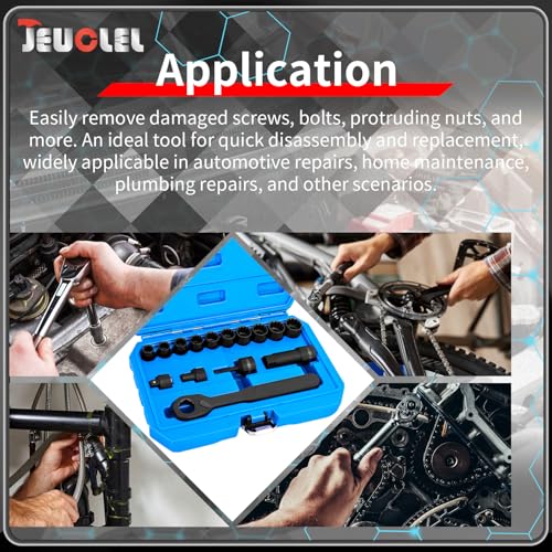 15PCS Metric Pass Through Socket Set, 3/8"Drive Go-Thru Ratchet Kit | Metric, Deep Socket Wrench Adaptor, Reversing Ratchet, Extension Bar, Cr-V Steel, Low Profile, Long Bolts, Tight Spaces - size: 15Pcs Metric