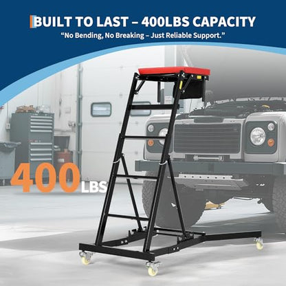 Top Automotive Creeper, 400LBS Capacity Adjustable Mechanic Creeper (49.2"-68.9") with Locking Wheels & Tool Pouch, High Top Car Creeper for Truck, SUV, Garage Repair - color: Black