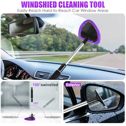 20PCS Car Cleaning Kit, Car Interior Detailing Kit with Purple High Power Handheld Vacuum, Detailing Brush Set, Windshield Cleaner, Cleaning Gel, Complete Auto Accessories for Women - color: Purple
