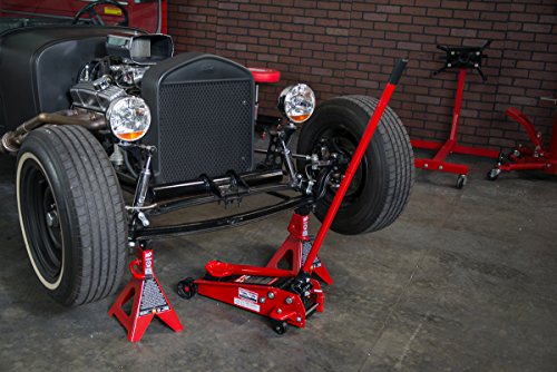 BIG RED T46202 Torin Steel Jack Stands: 6 Ton (12,000 lb) Capacity, Red, 1 Pair - size: 6 Ton, style: Basic Style