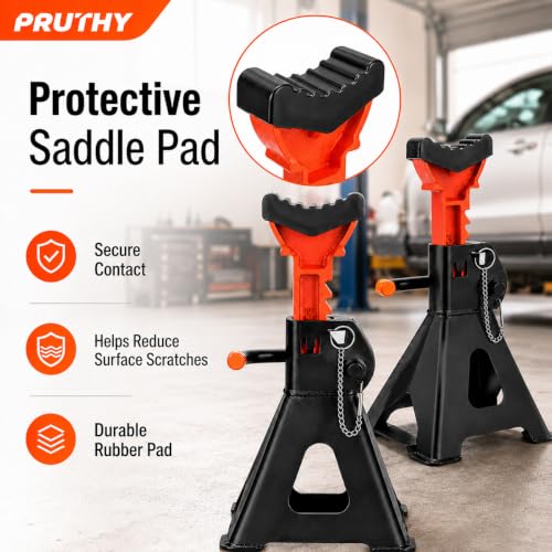 Jack Stands, 3 Ton (6,000 lbs) with Double Locking Pins Capacity Car Jack Stand, Adjustable Height Floor Jack for Lifting SUV Pickup Truck Car and UTV/ATV Car Lift, 1 Pair - color: Black Orange