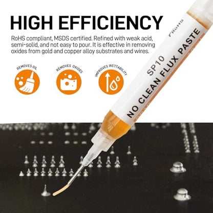TOWOT 10ft Solder Wick Braid & No-Clean Soldering Flux Paste (10cc) - Desoldering Kit for Electronics Repair, PCB, Circuit Board Rework - style: 10ft+10cc