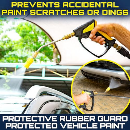 Clean Car USA Foam King™ 40° Pressure Washer Nozzle Guard, 1/4” Quick Connect - Stainless Steel Fire Hose Tip with Rubberized Protective Shield for High-Pressure Cleaning, Durable & Universal Fit - color: Nozzle Guard