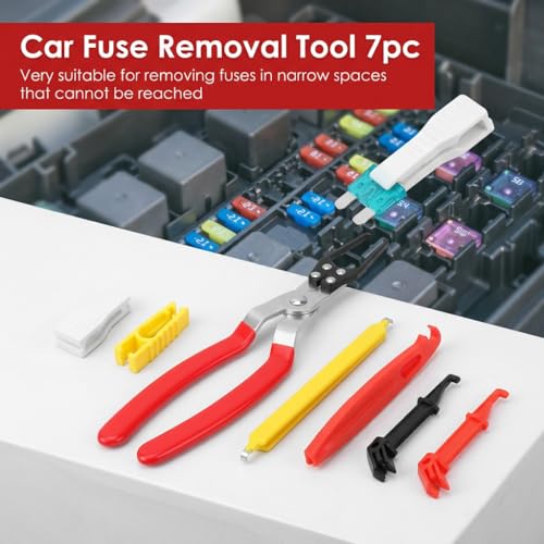 7PCS Relay and Fuse Puller Tool Set, Heavy Duty Automotive Pliers | For removing car fuses and relays, Non-slip electrical removal kit for tight spaces
