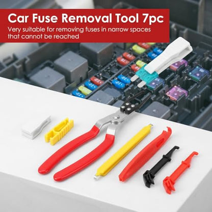 7PCS Relay and Fuse Puller Tool Set, Heavy Duty Automotive Pliers | For removing car fuses and relays, Non-slip electrical removal kit for tight spaces