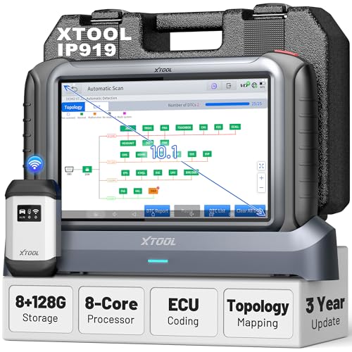 XTOOL IP919 AI-Assisted Diagnostic Scanner for Car, 2026 Topology Mapping Bidirectional Scan Tool, ECU Coding,8-Core Processor, 10*Faster, 51+ Resets, All System OBD2 Scanner, 3-Y Free Update