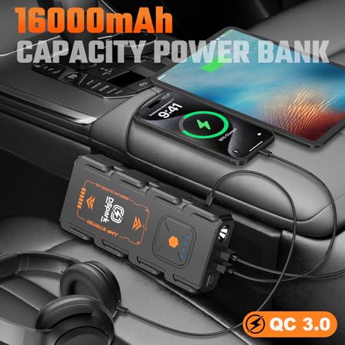 Compact 2000A Car Jump Starter, Ultra-Portable & Beginner-Safe Battery Booster for Up to 7.0L Gas / 6.5L Diesel, Lightweight 12V Jump Box with USB Fast Charge & LED Emergency Light - style: G21C