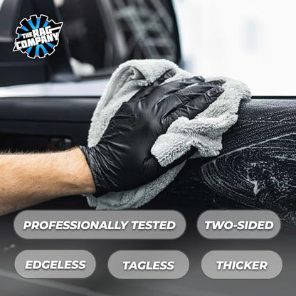 The Rag Company - Creature Edgeless Auto Detailing Towels; Professional 70/30 Blend, Dual-Pile Plush Microfiber, Buffing & Polishing, 420gsm - 16in x 16in - Ice Grey - 10-Pack - color: Ice Grey