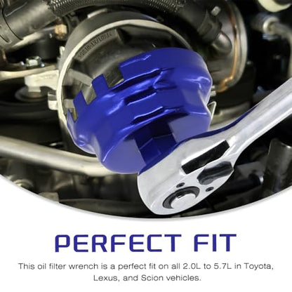 A ABIGAIL Heavy Duty Oil Filter Wrench for Toyota Oil Filter Tool Oil Filter Cap Wrench Removal Tool 64mm 1/2" Drive for Lexus, Camry, 4 Runner, Tundra 2.5-5.7L Engine