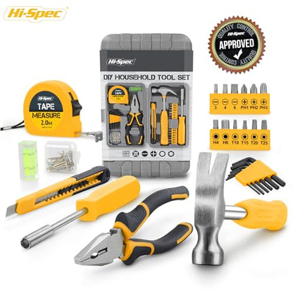 Hi-Spec Small Tool Kit Compact Set for Home and Office DIY, Yellow | 25pc, Mini Tool Box, Basic Household Repairs, Starter Toolkit, Compact Case, Everyday Fixes, Apartment and office tool set - color: Yellow, size: 25 Piece