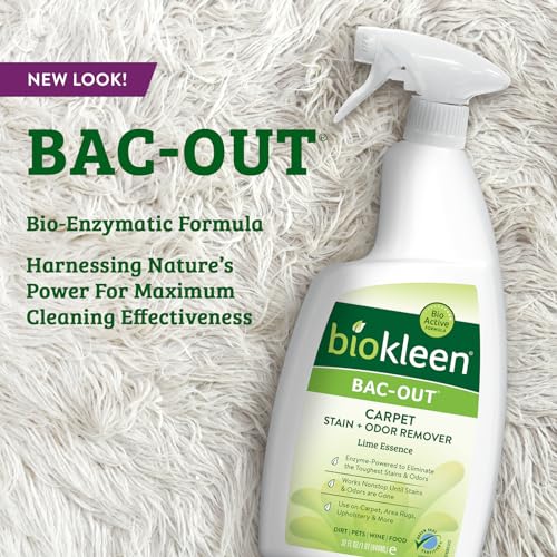 Biokleen Bac-Out Enzyme Cleaner Spray and Stain & Odor Remover for Pet Stains, Laundry, Diapers, Wine, Carpets, & More, Eco-Friendly, Non-Toxic, Lime Scent, 32 Ounces - size: 32 Fl Oz Spray (Pack of 1)