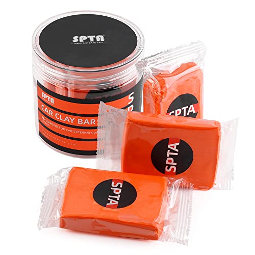 Clay Bar and Luber Synthetic Lubricant Kit, SPTA 3 Pack 300g, Medium Duty Clay Bars Detailing Magic Clay Bar with 16oz Luber Synthetic Lubricant for Car Wash Car Detailing Clean,RV, Bus,Glass Cleaning