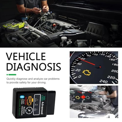 Car OBD2 Bluetooth Diagnostic Tool, Wireless Reset and Clear Fault Codes Device, OBDII Engine Light Eliminates Scanner with Exclusive App, Universal for iOS & Android & Windows (Black)