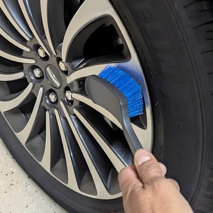 3PCS Car Wheel Tire Brush Kit, Soft and Stiff Bristle Vehicle Wheel Rim Cleaning Brush, Scratch-Free Automotive Tire Rim Cleaner Kit for Car Detailing, Universal for Sedan Van Truck