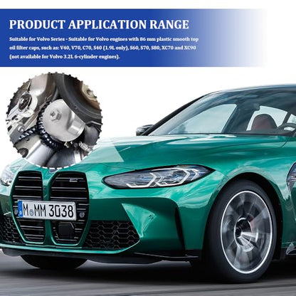86.6 mm 16 Flutes Oil Filter Wrench, Oil System Tools, Oil Filter Wrench Removal tool, Car Oil Filter Socket Car Accessories Compatible with Volvo Engines Cartridge Oil Filter Housing Caps