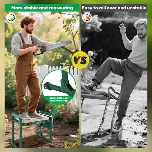 Saker Garden Kneeler and Seat Foldable Gardening Stool with Extendable Legs & Thickened Pad, Tool/Storage Bag, Heavy Duty 400lbs Support for Elderly, Gardening, Outdoor Use - size: Luxury version