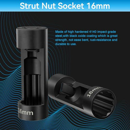 Suspension Strut Socket Tool,Strut Nut Socket 16mm 18mm 19mm 21mm 22mm 24mm with 12 Point 1/2" Drive, Suspension Strut Nut Socket Tool Easy Remove Strut Nuts,12Pt Vm Number 3353 Accessory (16MM) - color: 16mm