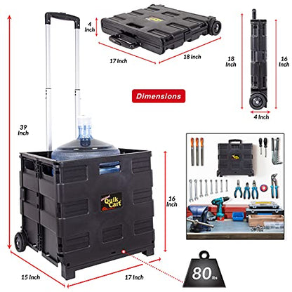 dbest products Quik Cart without Lid Travel Portable Mobile Storage Collapsible Handcart Rolling Utility Heavy Duty, Black - color: Black, style: Topless