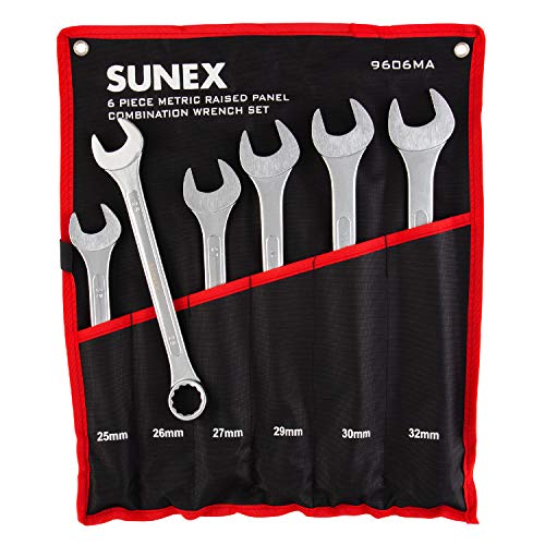 SUNEX TOOLS 9606MA 6 Piece Raised Panel Combination Wrench Set (Raised Panel) CRV