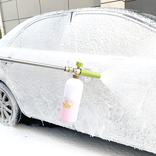 ESP Foam Cannon Snow Foam Lance Pressure Power Jet Washer Quick Release Adjustable Nozzle with 1 Liter Bottle Washing Mitts 1 Towel - color: Green