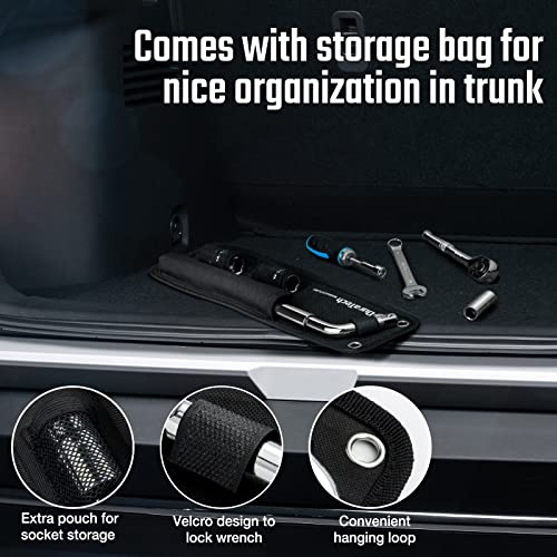 DURATECH Telescoping Lug Wrench | 17/19mm and 21/23mm Sockets, Wheel Wrench, Organizer Pouch Included