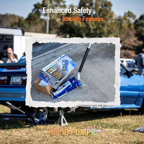 1.5 Ton Low Profile Aluminum Racing Floor Jack – 3000 lb Rapid Pump Car Lift for Quick Vehicle Maintenance – Lightweight Design, Blue