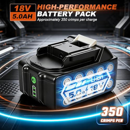 18V Brushless Copper Pipe Press Tool Kit for 1/2", 3/4", 1", 1-1/4", 1-1/2", 2", Electric Crimping Tool with 6 Jaws, 2-Pack 5.0Ah Batteries, OLED Display & Bluetooth