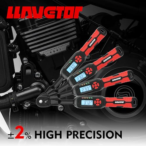3/8" Digital Torque Wrench 2-45 Ft.lb (±2%), 9PCS Small Digital Torque Wrench,Electronic Torque Tool with Sockets & Adapters for Automotive, Bike, - size: 9pcs