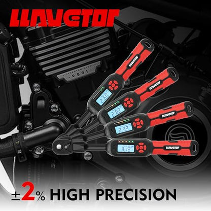 3/8" Digital Torque Wrench 2-45 Ft.lb (±2%), 9PCS Small Digital Torque Wrench,Electronic Torque Tool with Sockets & Adapters for Automotive, Bike, - size: 9pcs