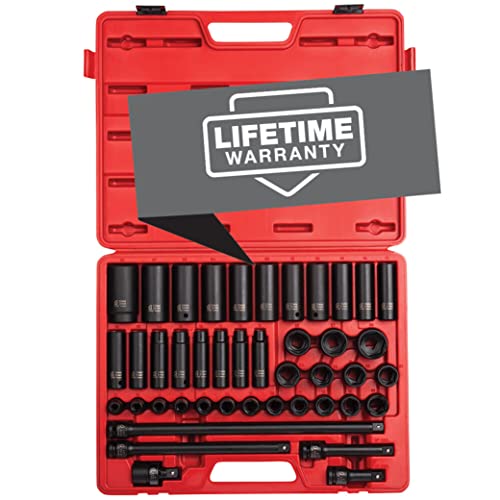 Sunex 2569, 1/2" Drive Master Impact Socket Set, 43Piece, Metric, 9mm - 30mm, Standard/Deep, Cr-Mo Alloy Steel, Radius Corner Design, Heavy Duty Storage Case, Universal Joint & Impact Extensions - size: 43-piece Metric