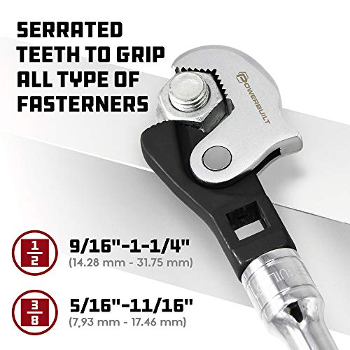 Powerbuilt 2 Piece Spring-Loaded Crowfoot Wrench Set, Adjustable, Auto Size, Universal, Self-Adjusting, Power Grip , Rapid Wrench- 240274 - style: 2 Piece