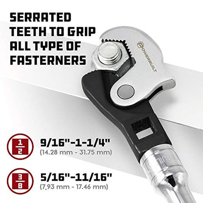 Powerbuilt 2 Piece Spring-Loaded Crowfoot Wrench Set, Adjustable, Auto Size, Universal, Self-Adjusting, Power Grip , Rapid Wrench- 240274 - style: 2 Piece