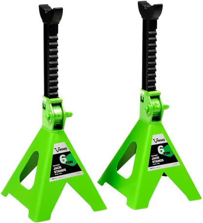 AFF Viking 6 Ton Jack Stand Set - Heavy Duty Ratchet Style Jack Stands - Pair - size: 6 Ton