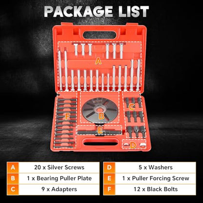 Harmonic Balancer Puller Removal & Install Tool Kit | Flywheel Remover Crankshaft Pulley Removal Steering Wheel Pulling Set Compatible with Regal Lacrosse GL8 Firstland (Red)