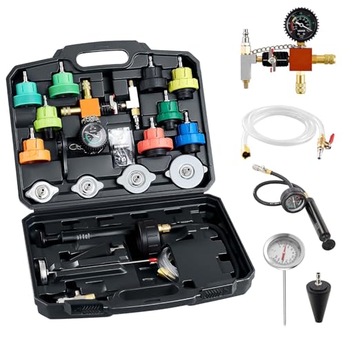 VEVOR Coolant Pressure Tester Kit, 22Pcs Radiator Vacuum Refill Kit with 4 Adapters, Universal Fit, Automotive Cooling System Pressure Tester Kit, with Pressure Pump & Aluminum Alloy Purge Filler - size: 22Pcs