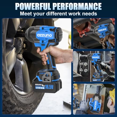 AZZUNO Electric Impact Wrench 737 Ft-lbs(1000N.m) 1/2'' Brushless Cordless Impact Driver with Fast Charger and 2x4.0Ah Battery Powered Impact Wrench Charger & 4 CR-V Sockets for Home Car Truck Tires - style: Max 737 Ft-lbs (1000N.m)